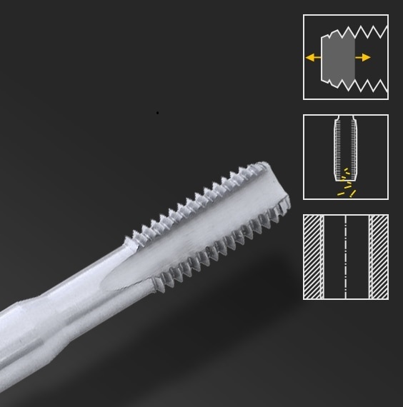 Machine tap for through hole | Form A straight fluted & long gate Machine tap form A straight fluted & long lead for through hole